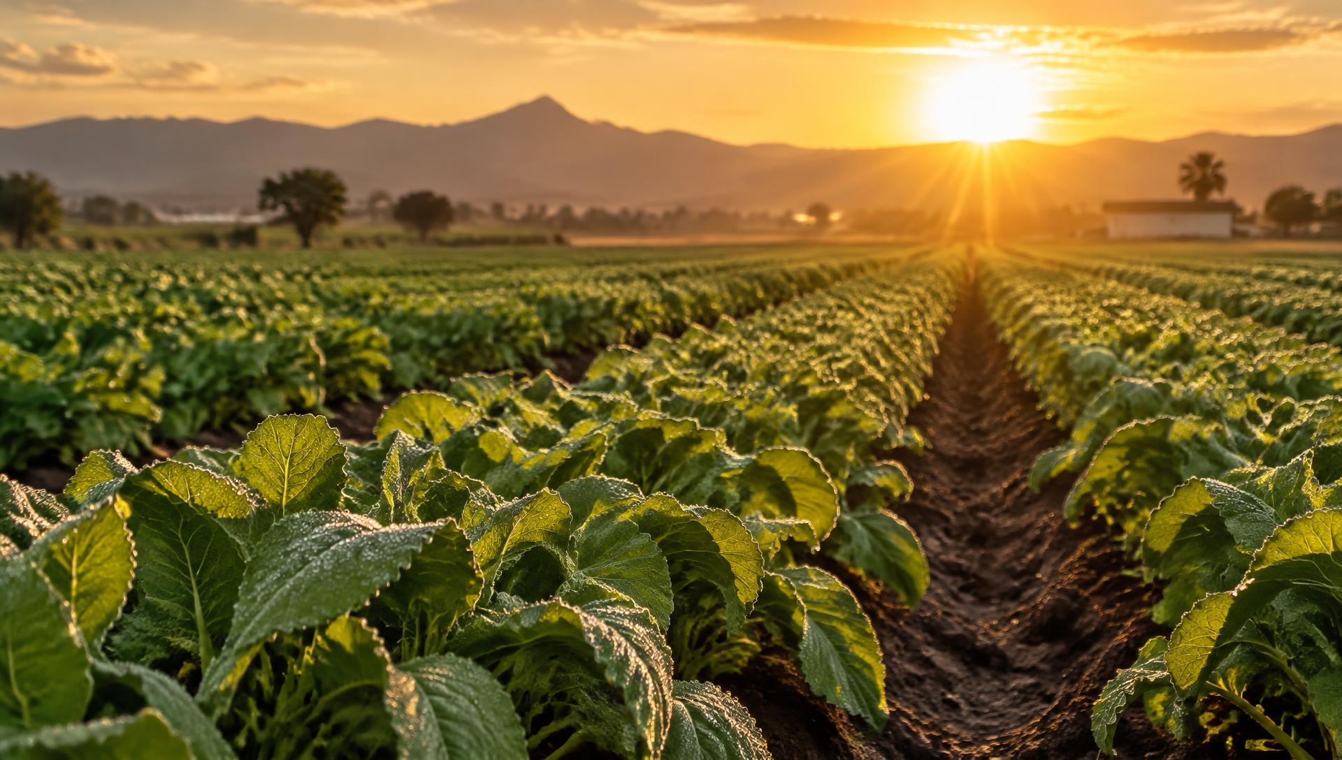 Campo de cultivo al atardecer